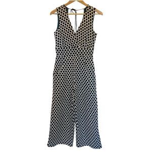 Anthropologie Eva Franco Polka Dot V-Neck Sleeveless Wide Leg Jumpsuit - Women's
